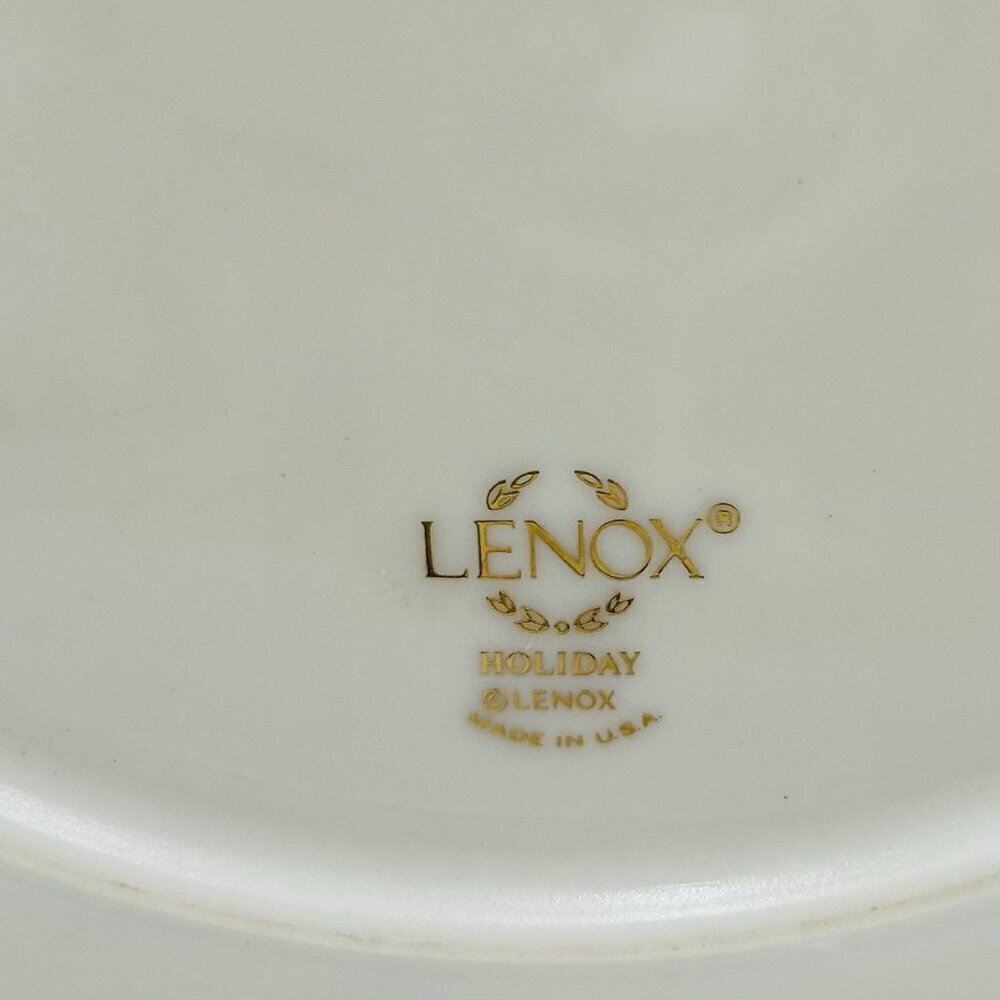 Lenox Holiday Holly Berry Center Handle 8" Server Tidbit Tray USA - Picture 7 of 7